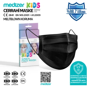 Meltblown Siyah Cerrahi Çocuk Maskesi