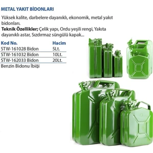 Askeri Yeşil Metal Benzin Bidonu Yakıt Bidonu 1 Adet
