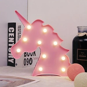 3D LED Pano Unicorn Kafa Duvar/Gece Lambası (Pembe)