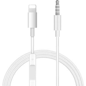 iPhone Uyumlu Lightning To Aux Çevirici Ses Kontrol Özellikli Kablo Beyaz - Model MH021