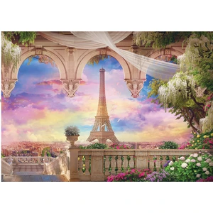 Eiffel Tower And Pink Sunset 1000 Parça Puzzle