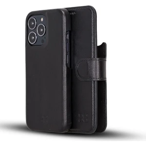 Apple iPhone 13 Pro Uyumlu Deri Cüzdanlı Kılıf F360 Rst1 Siyah