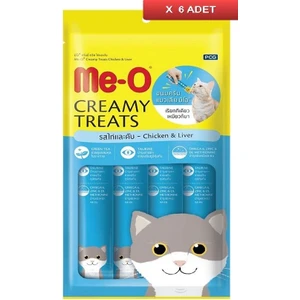 Me-O Creamy Treats Tavuk ve Ciğerli Kedi Ödül Maması 4 x 15 gr 6 Adet