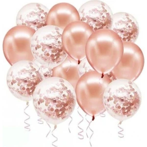 Rose Gold Konfetili Balon Seti 20 Adet