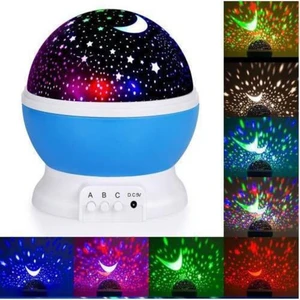 LED Projeksiyon Gece Lambası Dönen Ay Yıldız  LED Mavi