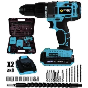 Power Tools 58VF  6mah Çift Lityum Akülü Vidalama  New Technology Darbeli Matkap Seti 27 Parça
