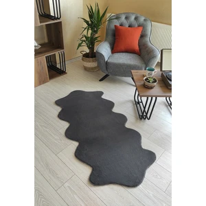 Antrasit Peluş Post Çift Kafa Yıkanabilir Kaymaz Taban Tavşan Tüyü Halı Yolluk