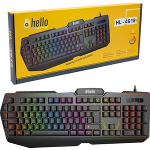 HL-4618 3 Makro Tuşlu 3 Renk Işıklı Kablolu Gamıng Oyuncu Klavye