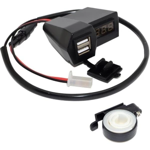 Motosiklet Gidonu LED Dijital Ekran Şarj Soketi Voltmetre Adaptörü Çift USB 3.1A
