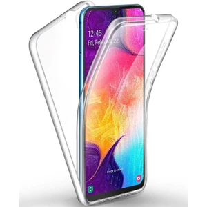 Kzy Samsung Galaxy A50 Kapak 360 Derece Ön ve Arka Tam Koruma Şeffaf Silikon Kılıf