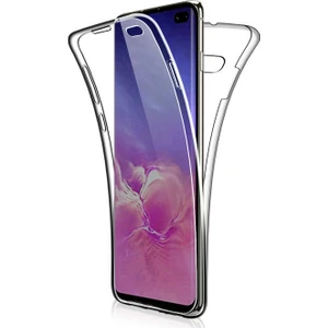 Kzy Samsung Galaxy S10 Kapak 360 Derece Ön ve Arka Tam Koruma Şeffaf Silikon Kılıf