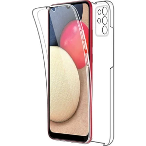 Kzy Samsung Galaxy A72 Kapak 360 Derece Ön ve Arka Tam Koruma Şeffaf Silikon Kılıf