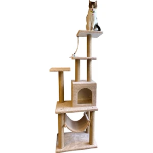Kedi Tırmalama Evi Çok Katlı 140 cm Bej