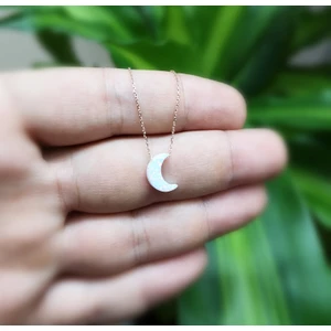 925 Gümüş Ay Opal 925 Ayar Gümüş  Kolye