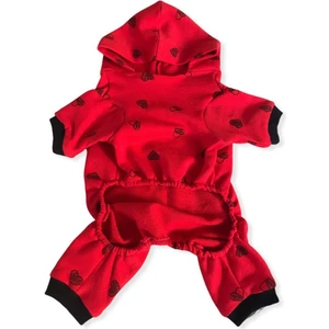 Darky Hearts Kapşonlu Penye Kedi Tulumu Kırmızı Xxl