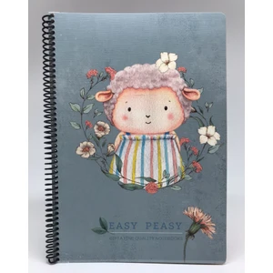 A4 Easy Notes Koyun Desenli Spiralli Karton Kapak Çizgili Defter 80 Yaprak