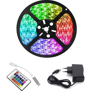 Rgb Kumandalı Şerit LED 5m Silikonlu IP65 Su Geçirmez Dım'li