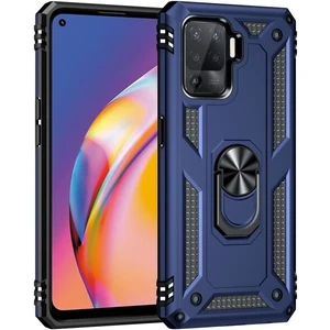 Case Street Oppo Reno 5 Lite Kılıf Vega Tank Standlı Yüzüklü Mıknatıslı Lacivert