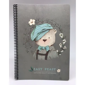 Easy Notes Ayı Desenli Spiralli Karton Kapak Defter A4 80 Yaprak Kareli