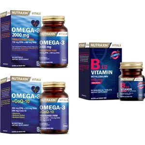 Omega 3 2000 Mg 60 Kapsül + Omega 3 +Coq-10(Koenzim)60 Kapsül + B12 1000 Mcg 60 Dilaltı Tablet