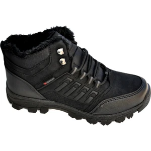 Erkek Siyah Büyük Numara Battal Boy 45-46-47- Numara Kürklü Kaydırmaz Fermuarlı Kışlık Bot