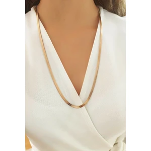 Netice Öylek Netice Öylek Unisex Sarı Italyan Yassı Çelik Zincir Kolye 60 cm