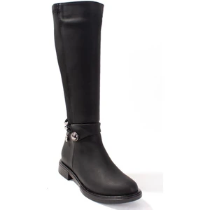 DZA07-43621911 Siyah Streç Günlük Düz Kadın Çizme