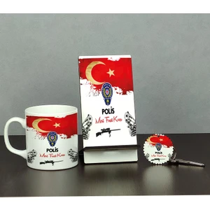 Polise Hediye Üçlü Set (Kupa + Telefon Standı + Anahtarlık) 002