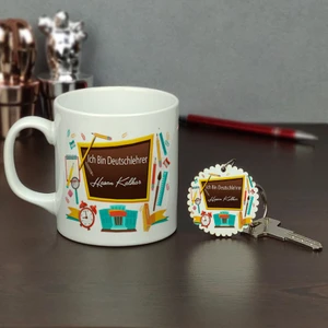 Almanca Öğretmeni Kupa Bardak ve Anahtarlık Set