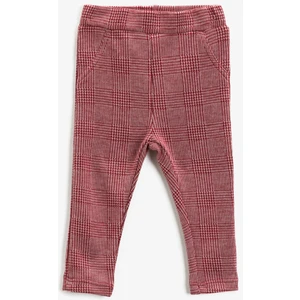 Kız Bebek Kareli Beli Lastikli Tayt