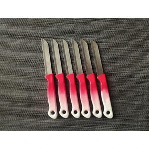 Meyve Sebze Bıçağı Ebruli Kırmızı-Beyaz 6'lı