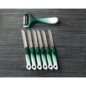 Meyve Sebze Bıçağı Ebruli Yeşil-Beyaz ve Soyacak 7'li