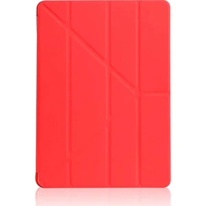 Case 4U Apple iPad 10.2 2021 (9.Nesil) Kılıf Kalem Bölmeli Tri Folding Smart Standlı Pu Deri Arkası Yumuşak Silikon 360 Tam Koruma Kırmızı