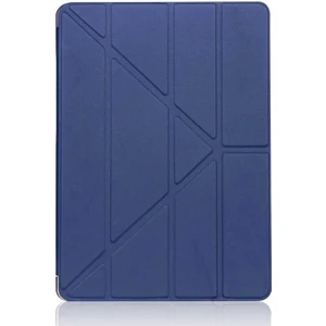 Case 4U Apple iPad 10.2 2021 (9.Nesil) Kılıf Kalem Bölmeli Tri Folding Smart Standlı Pu Deri Arkası Yumuşak Silikon 360 Tam Koruma Lacivert