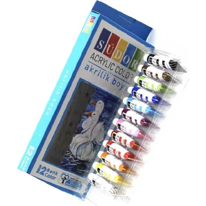 Akrilik Boya 12 Renk Tüp 9ml*12 Südor Akrilik Boya 12 Li 1 Paket