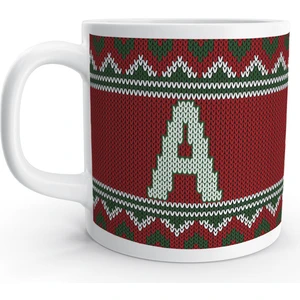 Rock'n Fox A Harfi Kış Nostaljisi Yılbaşı Noel Örgü Tasarım  Harfli Kupa Bardak