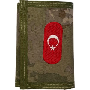 Flaş Tactical Kamuflaj Desen Türk Bayrağı Işlemeli Cüzdan