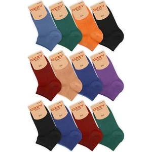 Ozzy Socks 12 Çift Bambu Kadın Dikişsiz Patik Çorap 4 Mevsim Dayanıklı Topuk ve Burun Koyu Renkler