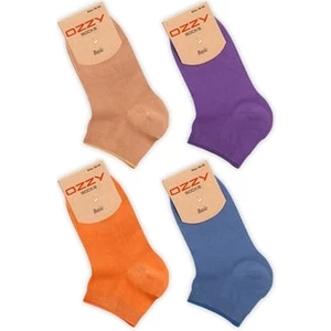 Ozzy Socks 4 Çift Bambu Kadın Dikişsiz Patik Çorap 4 Mevsim Dayanıklı Topuk ve Burun Açık Renkler