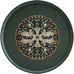 Porselen Mezopotamya Mozaik Antrasit 22 cm Hygge Düz Tabak 6'lı