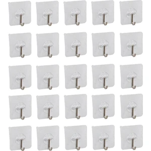 25 Adet Kendinden Yapışkanlı Şeffaf Askı Metal Kancalı Askılık