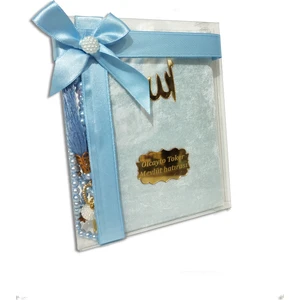 Tesbih Yasin Dünyası Inci Tesbihli Kutulu Kadife Yasin 10 Adet Set - Mavi