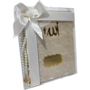 Tesbih Yasin Dünyası Inci Tesbihli Kutulu Kadife Yasin 10 Adet Set - Krem