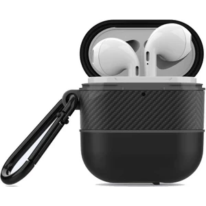 Case 4U Apple Airpods Kılıf Suya Dayanıklı Darbe Emici Silikon Kancalı Airtag 16 Siyah
