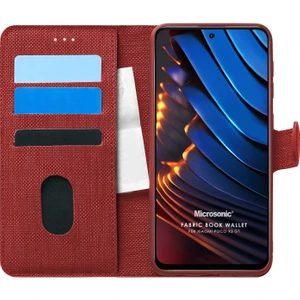 Xiaomi Poco X3 Gt Kılıf Fabric Book Wallet Kırmızı