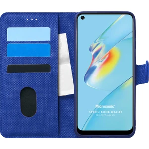 Oppo A54 4g Kılıf Fabric Book Wallet Lacivert