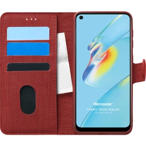 Oppo A54 4g Kılıf Fabric Book Wallet Kırmızı