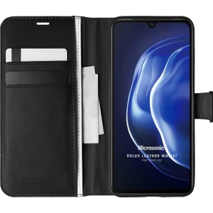Vivo V21 Kılıf Delux Leather Wallet Siyah