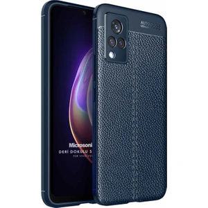 Vivo V21 Kılıf Deri Dokulu Silikon Lacivert
