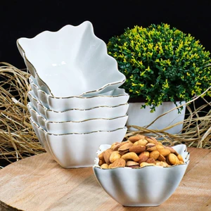 Ipek Porselen 6 Parça Altın Yaldızlı 11 cm Star Kase Beyaz